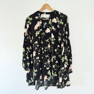 Black Floral dress with cute keyhole neck detail